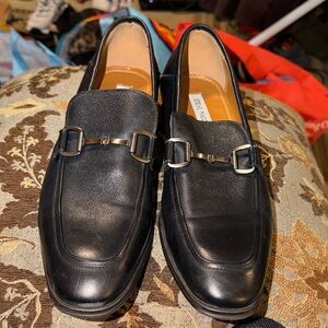 Steve Madden Black Leather Slip-On Loafers